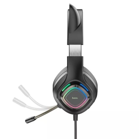Hoco W107 cat headphones, game, full -size, luminous, microphone, 2 m, pink-5