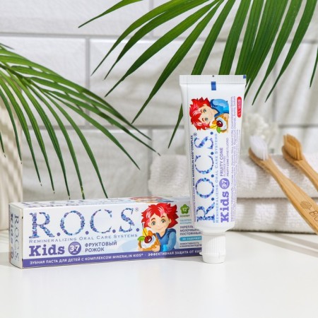 Toothpaste R.O.C.S. for children, fruit horn, without fluorine, 45 g