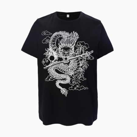 Women's T -shirt "Dragon", black color/white print, size 48-5