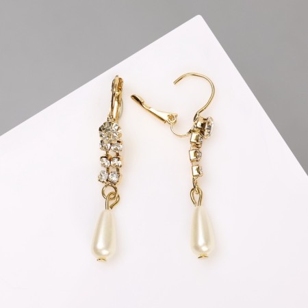 Earrings with pearls "spikelet" drop, color mix-4