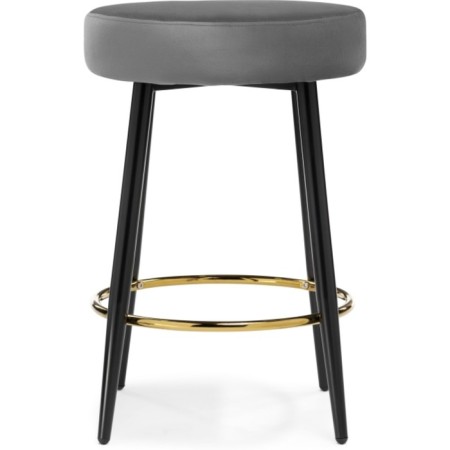 Barrier stool Plato metal/velor, black/dark gray 43x43x65 cm-1