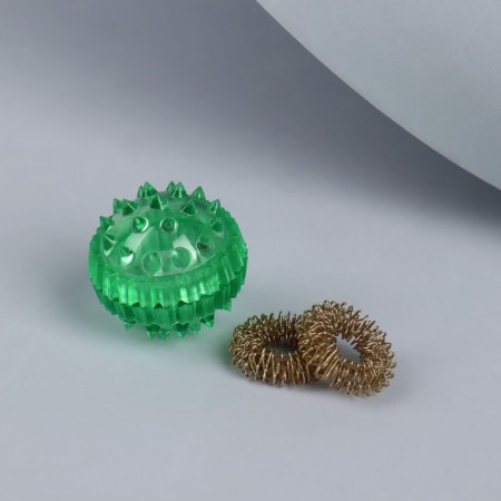 Su-jok massage, d = 3.5 cm, with 2 rings, green color-6
