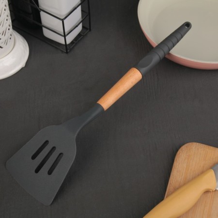 Bruttered blade with slots of the Brownie, 32 × 7 cm, gray/beige color-4
