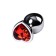 Anal plug with the Toyfa Metal rhinestone, silver, ruby, 7 cm, d = 2.7 cm