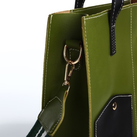 Bag Female Tout with zipper, green color-4