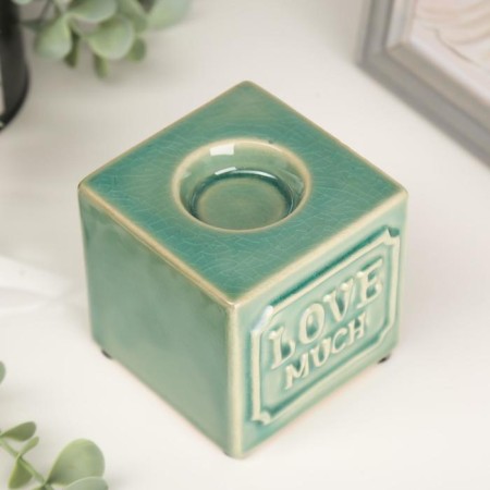 Ceramics candlestick for 1 candle "I love strongly" 8x8.2x8.3 cm-2