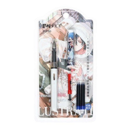 Fright pen + 2 cartridge blue + piston, on the blister, "anime", mix-2