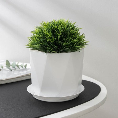 Pot for flowers with a prize pallet, 1 l, white color-5