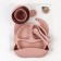 Feeding set: bib, plate 2pcs, glass, devices, m & b, dusty rose