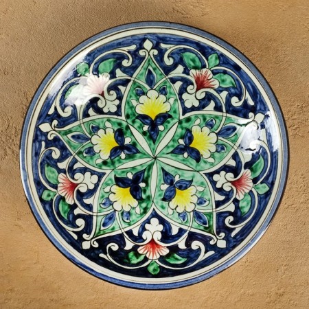 Plate of the Rishtan ceramics "Flowers", blue, deep, 20 cm mix-7