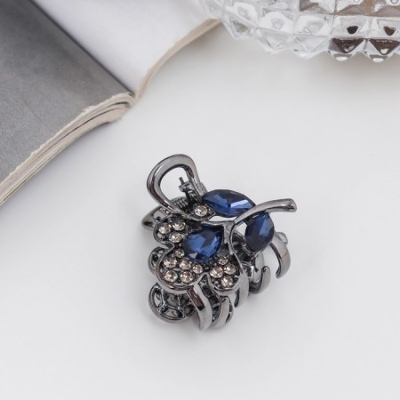 Hair crab "Rose" flower, 3 cm, black
