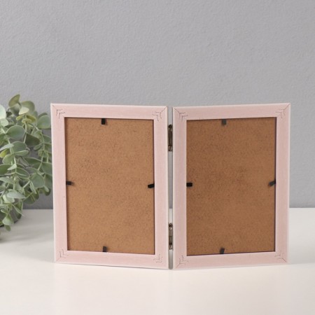 Photo frame plastic in 2 photos 10x15 cm "Golden Binding on White"-3