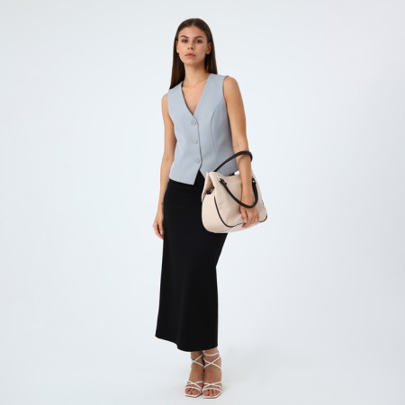 Female bag with lightning, medium size, beige color-1