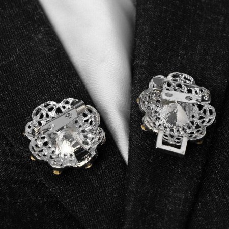 Cardigan clamp "Accent", white color in silver-4