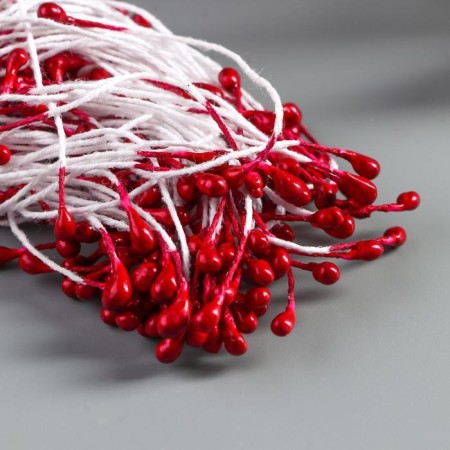 Stamens for artificial flowers "droplets of burgundy" (set 130 pcs) length 6 cm-2