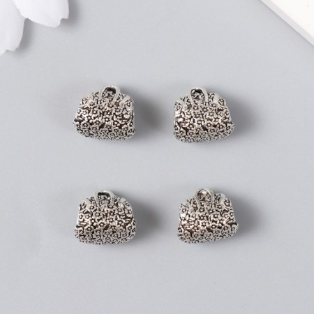 Bead for creativity Metal "Flower handbag" silver 1.2x1.1 cm-1