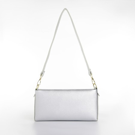 Bag Women's Cross-Bodi with a zipper, silver color