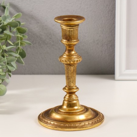 Polystone candlestick for 1 candle "Trajan" gold 10.5x10.5x16.5 cm-1