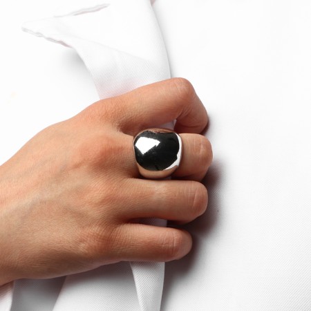 Ring Metal "Trend" volumetric dome, color silver, size 16-3