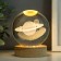Souvenir glass backlight "Solar system" d = 8 cm stand wood, usb 8x8x9.5 cm