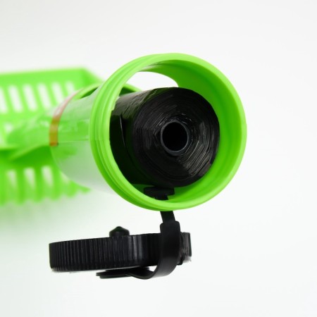 A scoop for cleaning a cat with a container for bags of 26 x 6 x 5 cm, green-2