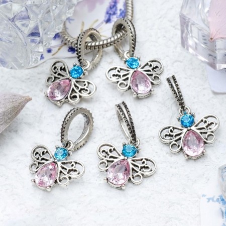 Suspension "Buke with openwork wings", the color of pink blue in silver-1