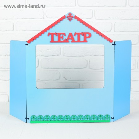 Shirma for a puppet theater, wood, window 30 × 20 cm-1