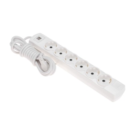 Extension cord Premium 6 nests, 3m, 3x1.5mm², s/h, 2 USB, white rexant