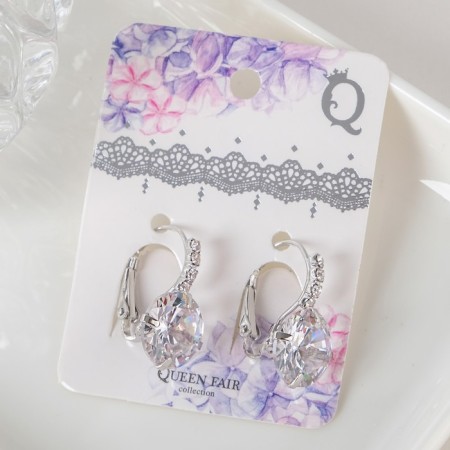 Earrings "Zirconium" mini, circle, white color in silver-3