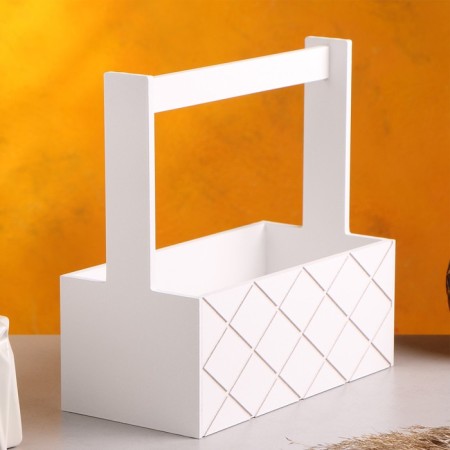 Wooden Kashpo "Hellas large, mesh", with a pen, white, 25 × 12.5 × 10 (25) cm-1