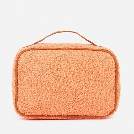 Cosmetic bag with a zipper, with a lining, peach color-1
