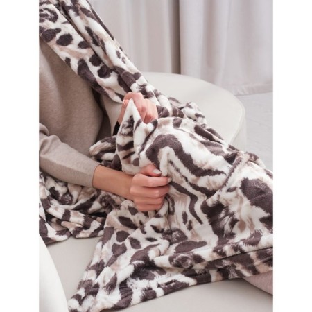 Siberian Tiger blanket, size 200x220 cm, brown color-5
