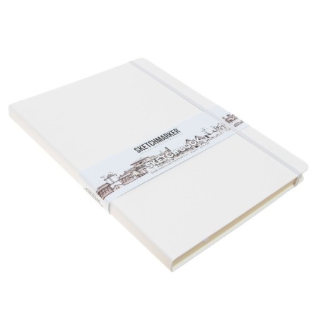 Sketchmarker sketchbook, 210 x 300 mm, 80 sheets, solid cover of artificial leather, white, block 140 g/m2-2