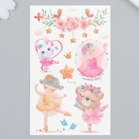 Tattoo on the body color "Ballerins with animals" sequins 12x7.5 cm