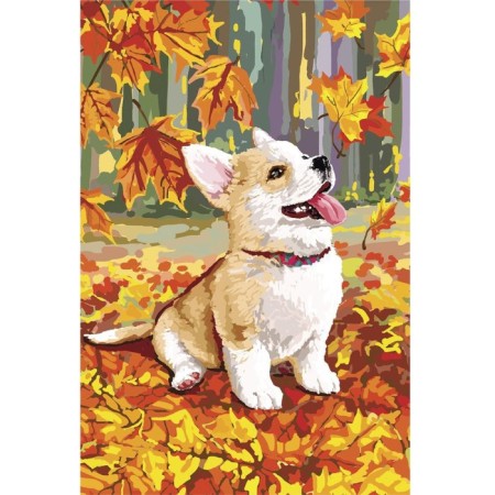 Diamond mosaic on a subframe with a partial filling of "Corgi", 20 x 30 cm-1