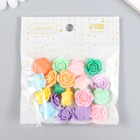 Decor for creativity plastic "Multi -colored roses" set of 20 pcs 1.8x1.8x1.8 cm-3