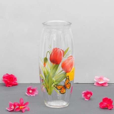 Vase "Tulips" with a neckline, 1.15 l, d = 7 cm, h = 23 cm, glass