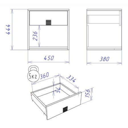 Low Tumba 450 "Male" PM-7, 384x450x444, oak galifax white-3