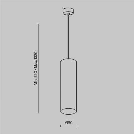 Suspended Technical P075PL-01B, 1xGU10, 10W, 6x6x30 cm, black color-7