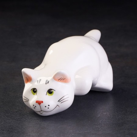 Porcelain figurine "Cat Barsik", White, 20 cm-2