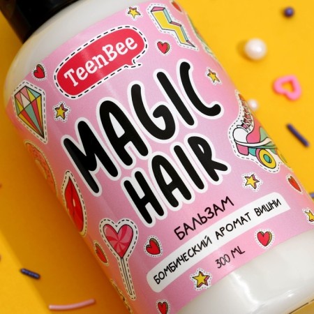 Hair balm, strengthening and protection, 300 ml, cherry aroma, teenbee-3