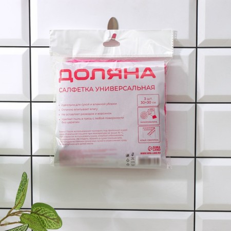 Napkins universal shares, cleaning rags, 3 pcs, 30 × 30 cm, microfiber, 220 g, with overlock, mix-5