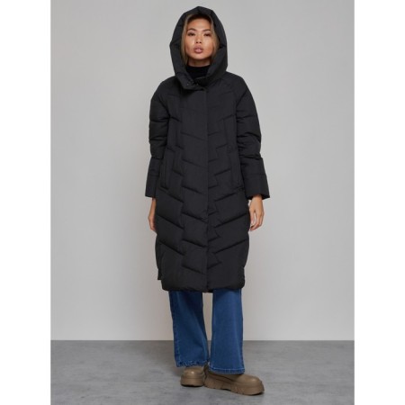Coat insulated winter female, size 48, black color-4