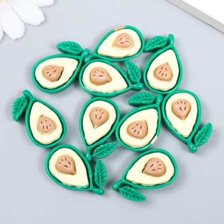 Decor for creativity plastic "Half of the avocado with a leaf" set 10 pcs 3x1.9 cm-2