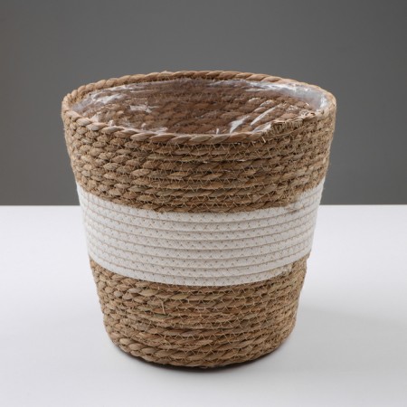 Kashpo wicker "Tanzania", 25.5x25.5x23 cm, natural, white-1