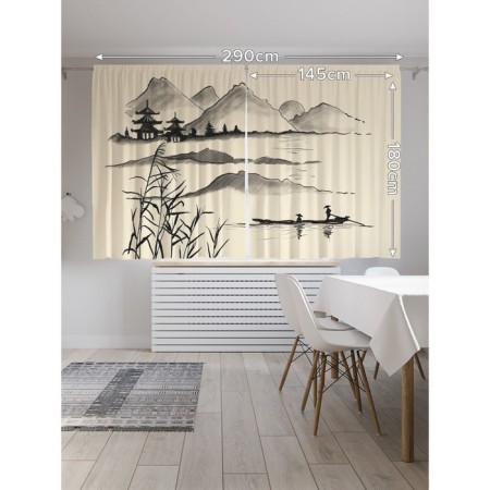 Photostes "A boat walk in Japan", Saten, size 145x180 cm, 2 pcs-1