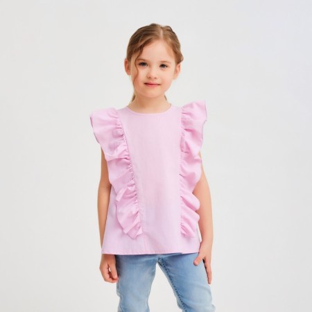 Blouse for Minaku girl: Cotton Collection color light lilac, height 110