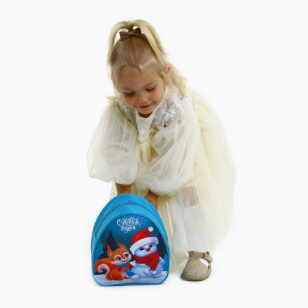 New Year's children's backpack "Happy New Year", a snowman and a fox-7