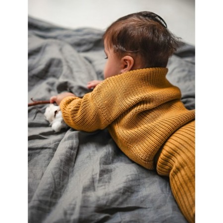 Sweater Knitted Children's Amarobaby Pure Love Buddy, height 98 cm, mustard color-8