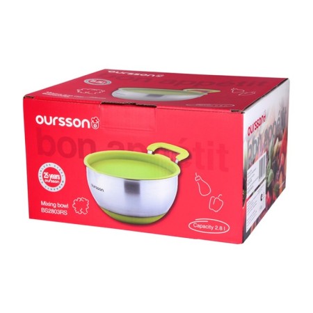 Mixing bowl with Oursson lid, color green apple, 2.8 liters-7